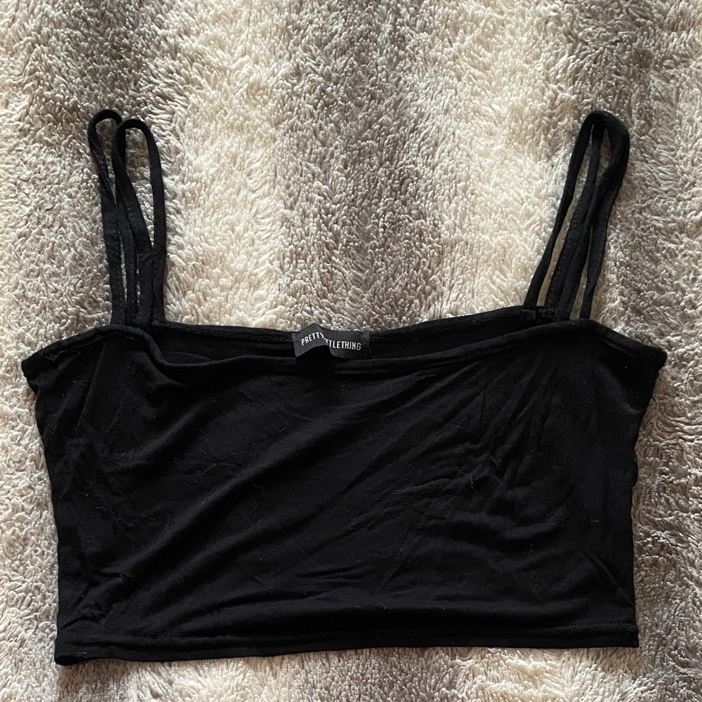 4/$30 Black Double-Strap Crop Top